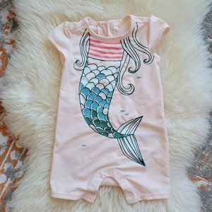 Baby Gap Mermaid One Piece Swimsuit Rash Guard Girl 6-12 Months Pink